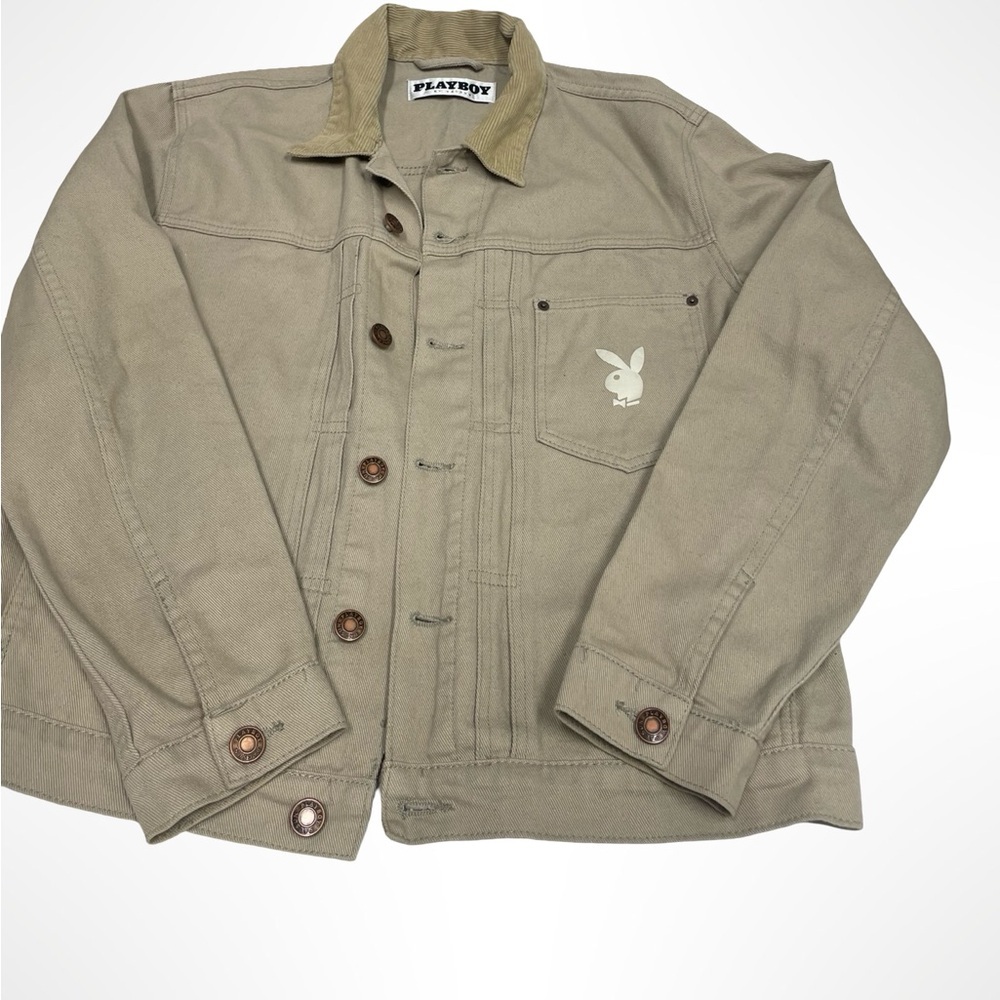 PACSUN Playboy Tan Denim Jacket with corduroy collar size‎ medium